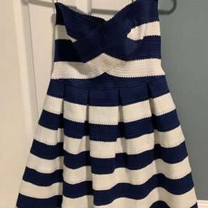 Blue and White striped mini dress